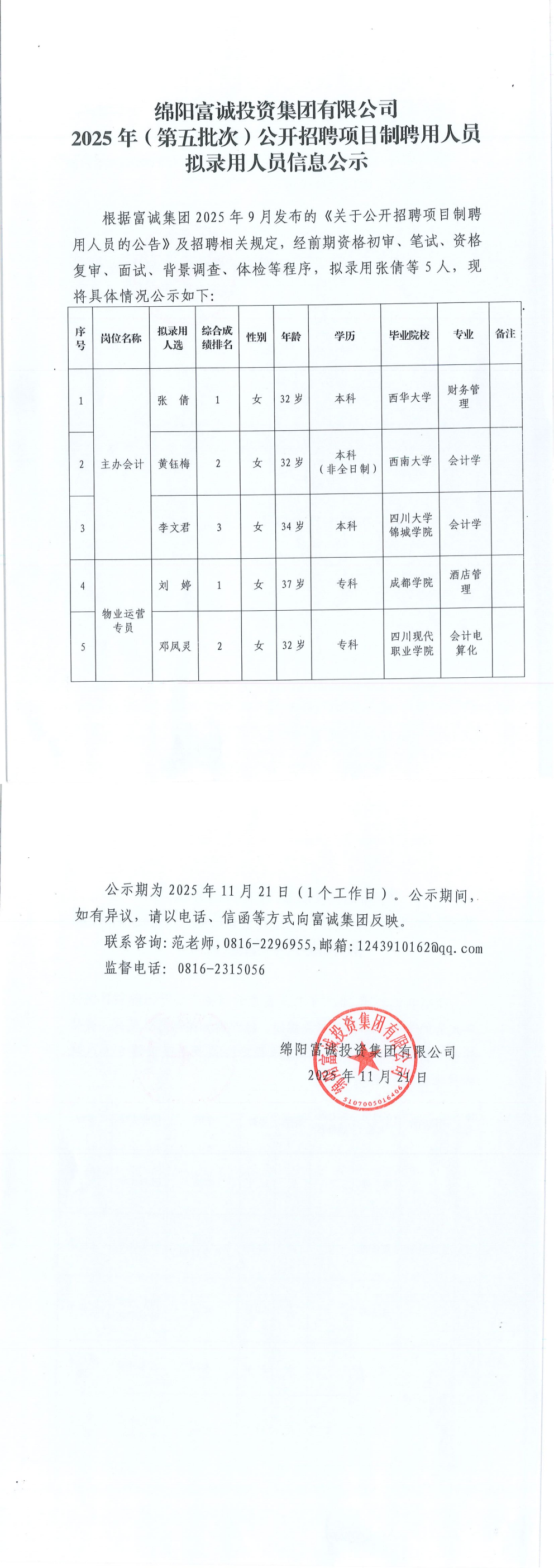 PA真人集团官网2025年（第五批次）公开招聘项目制聘用人员拟录用人员信息公示